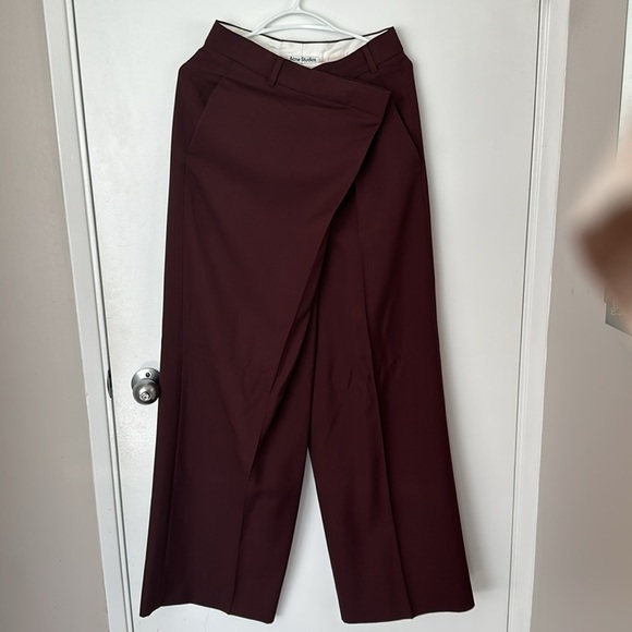 Acne Studios wrap effect wool blend wide leg pants - Picture 3 of 6